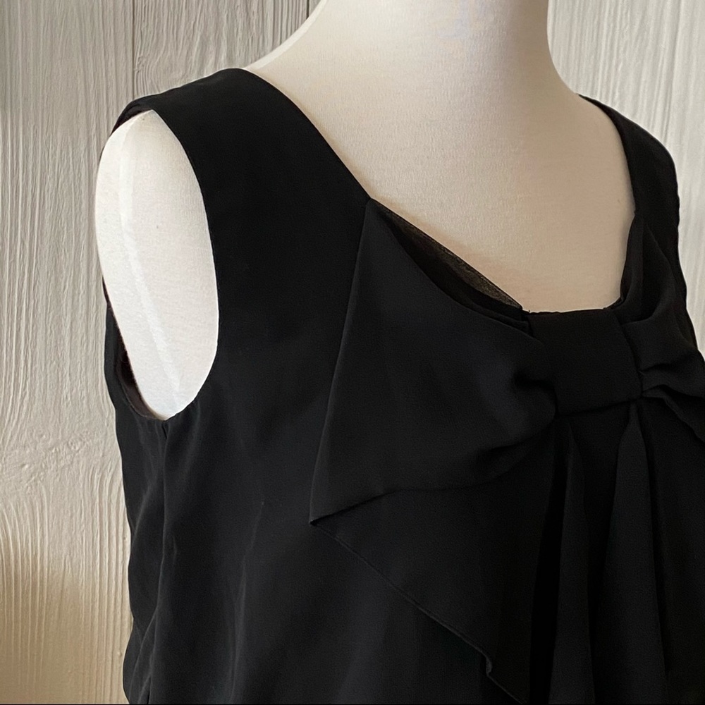 AB Studio Black Dress with Bow and Gathered Waist Size Small - Picture 8 of 14